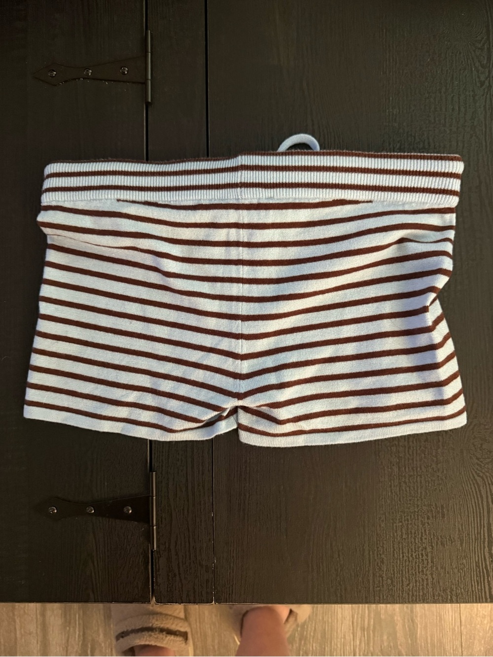 Striped Knit Lounge Shorts - blue and Brown - Picture 3 of 3